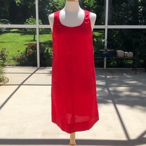 NWOT J.Jill Beautiful Vibrant Red Linen Shift/Tunic Dress + POCKETS 🙌🏻 ❤️